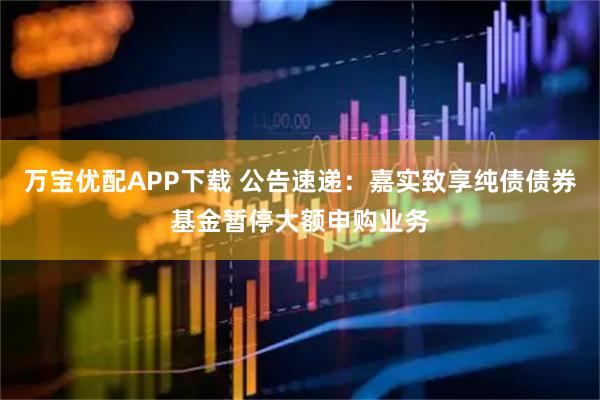 万宝优配APP下载 公告速递：嘉实致享纯债债券基金暂停大额申购业务